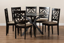 Milena Sand Fabric Upholstered and Dark Brown 7-Piece Dining Set Baxton