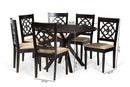 Milena Sand Fabric Upholstered and Dark Brown 7-Piece Dining Set Baxton