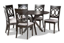 Sasa Gray Fabric Upholstered and Dark Brown 7-Piece Dining Set Baxton