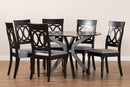 Sasa Gray Fabric Upholstered and Dark Brown 7-Piece Dining Set Baxton