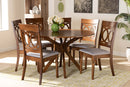 Sasa Gray Fabric Upholstered and Walnut Brown 7-Piece Dining Set Baxton