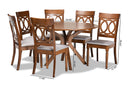 Sasa Gray Fabric Upholstered and Walnut Brown 7-Piece Dining Set Baxton