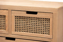 Dulcet Medium Oak and Rattan 4-Drawer Accent Storage Cabinet Baxton