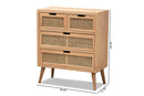 Dulcet Medium Oak and Rattan 4-Drawer Accent Storage Cabinet Baxton