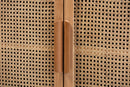 Dulcet Medium Oak and Rattan 2-Door Accent Storage Cabinet Baxton