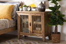 Aiden Rustic Medium Oak Finished 2-Door Wood Spindle Accent Storage Cabinet Baxton