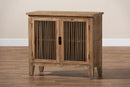 Aiden Rustic Medium Oak Finished 2-Door Wood Spindle Accent Storage Cabinet Baxton