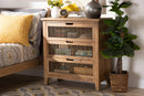 Aiden Rustic Medium Oak Finished 3-Drawer Wood Spindle Storage Cabinet Baxton
