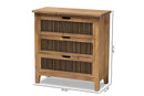 Aiden Rustic Medium Oak Finished 3-Drawer Wood Spindle Storage Cabinet Baxton
