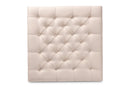 Chaela Beige Linen Fabric Upholstered and Greywashed Wood Cocktail Ottoman Baxton