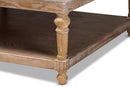 Chaela Beige Linen Fabric Upholstered and Greywashed Wood Cocktail Ottoman Baxton