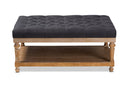 Franklin Charcoal Linen Fabric Upholstered and Greywashed Wood Cocktail Ottoman Baxton