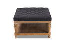 Franklin Charcoal Linen Fabric Upholstered and Greywashed Wood Cocktail Ottoman Baxton
