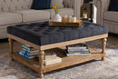 Franklin Charcoal Linen Fabric Upholstered and Greywashed Wood Cocktail Ottoman Baxton