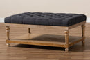 Franklin Charcoal Linen Fabric Upholstered and Greywashed Wood Cocktail Ottoman Baxton