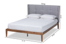 Nura Gray Fabric Ash Walnut Brown Full Size Platform Bed Baxton