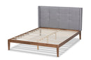 Nura Gray Fabric Ash Walnut Brown King Size Platform Bed Baxton