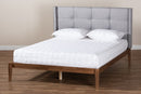 Nura Gray Fabric Ash Walnut Brown Full Size Platform Bed Baxton