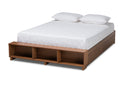 Michi Ash Walnut Brown Full Size Platform Bed w/Shelves Baxton