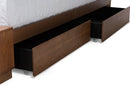 Michi Ash Walnut Brown King Size Platform Bed w/Shelves Baxton
