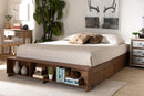 Michi Ash Walnut Brown King Size Platform Bed w/Shelves Baxton