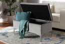 Nicola Gray Velvet Fabric Upholstered Silver Finished Storage Ottoman Baxton