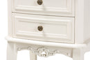 Varen French White and Cherry Brown 2-Drawer End Table Baxton