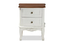 Aveena French White and Cherry Brown 2-Drawer End Table Baxton