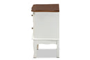 Aveena French White and Cherry Brown 2-Drawer End Table Baxton