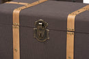 Douglas Dark Brown Fabric Oak Brown Finished 2Pc Storage Trunk Set Baxton