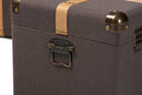 Douglas Dark Brown Fabric Oak Brown Finished 2Pc Storage Trunk Set Baxton