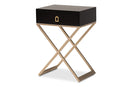 Marelli Black and Powder Coated Brass Effect Metal 1-Drawer End Table Baxton