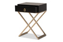 Marelli Black and Powder Coated Brass Effect Metal 1-Drawer End Table Baxton
