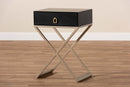 Marelli Black and Powder Coated Brass Effect Metal 1-Drawer End Table Baxton