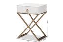 Marelli White and Powder Coated Brass Effect Metal 1-Drawer End Table Baxton