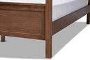 Sunderland Gray Fabric Walnut Brown King Size Platform Canopy Bed Baxton