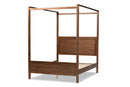 Corsa Walnut Brown King Size Platform Canopy Bed Baxton