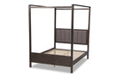 Sunderland Gray Fabric Dark Gray Oak King Size Platform Canopy Bed Baxton