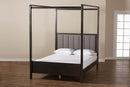Sunderland Gray Fabric Dark Gray Oak King Size Platform Canopy Bed Baxton