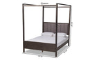 Sunderland Gray Fabric Dark Gray Oak King Size Platform Canopy Bed Baxton