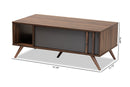 Pease Two-Tone Gray and Walnut 1-Drawer Coffee Table Baxton