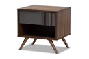 Pease Two-Tone Gray and Walnut 1-Drawer Nightstand Baxton
