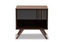 Pease Two-Tone Gray and Walnut 1-Drawer Nightstand Baxton