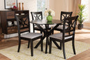 Ulric Gray Fabric Upholstered and Dark Brown 5-Piece Dining Set Baxton