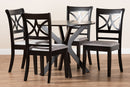 Ulric Gray Fabric Upholstered and Dark Brown 5-Piece Dining Set Baxton