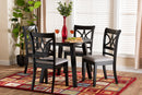 Duncan Modern Gray Fabric and Dark Brown 5-Piece Dining Set Baxton