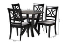 Sophie Modern Gray Fabric and Dark Brown 5-Piece Dining Set Baxton