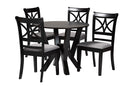 Sophie Modern Gray Fabric and Dark Brown 5-Piece Dining Set Baxton