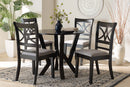 Sophie Modern Gray Fabric and Dark Brown 5-Piece Dining Set Baxton