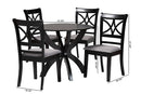 Deanna Modern Gray Fabric and Dark Brown 5-Piece Dining Set Baxton
